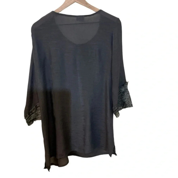 Mad Style Lace Embellished Gray Tunic, Large - Picture 2 of 9